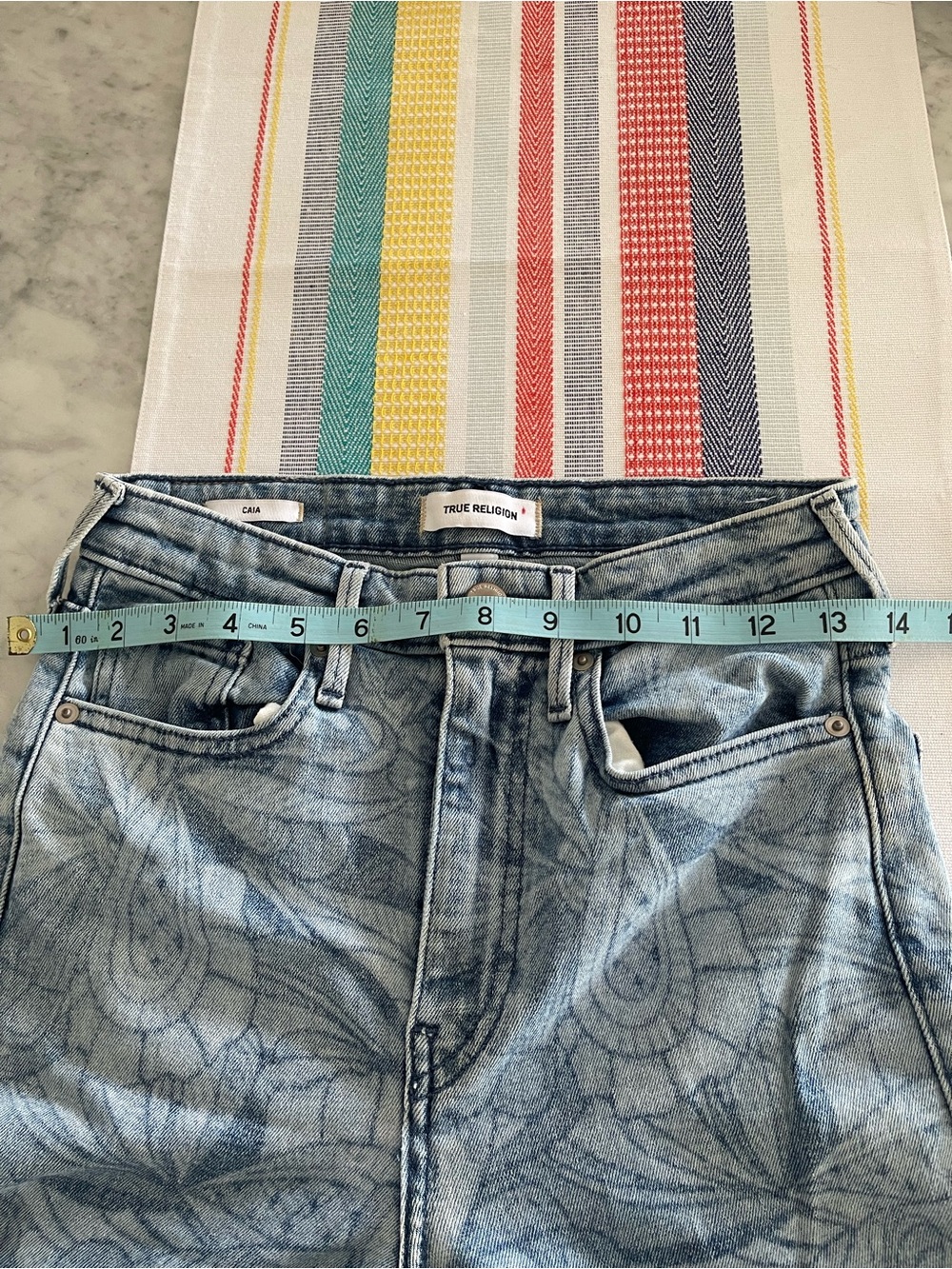 High-Rise Flared Jeans in Light Blue Paisley - Picture 7 of 10
